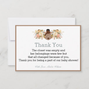 African American Baby shower Party Thank You Card