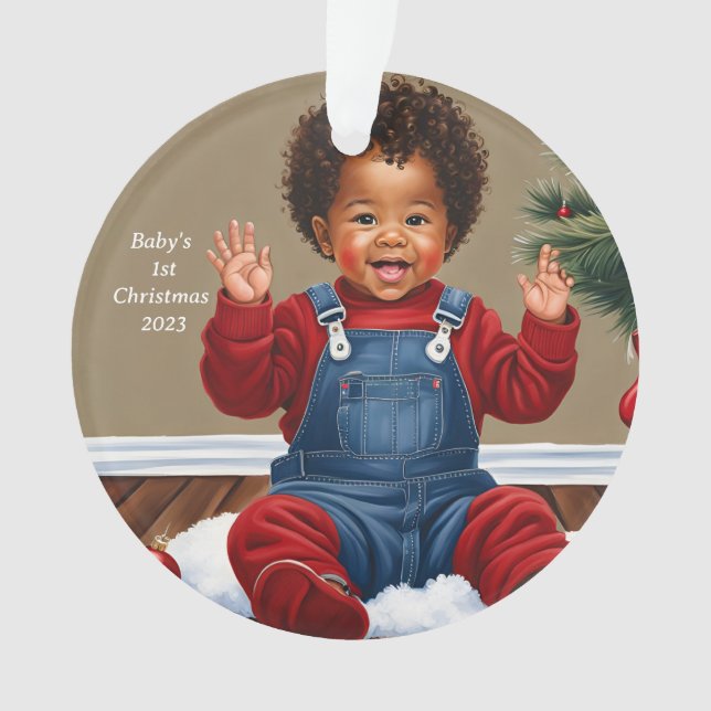 African American Baby's 1st Christmas Ornament (Front)
