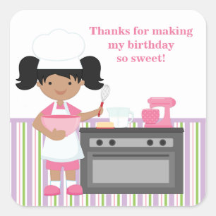 African American Baking Birthday Party Sticker