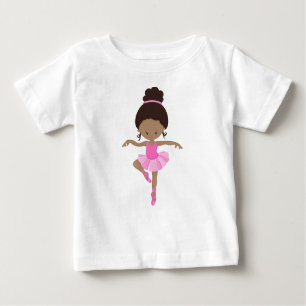 African American Ballerina, Ballet Girl, Pink Tutu Baby T-Shirt