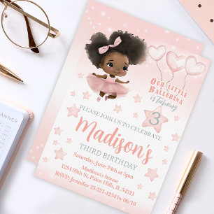 African American ballerina birthday invitation