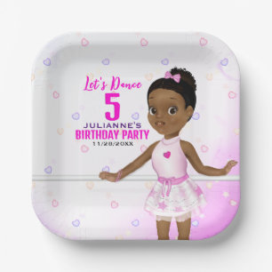 African American Ballerina Birthday Paper Plate