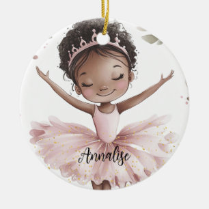 African American Ballerina Ceramic Ornament