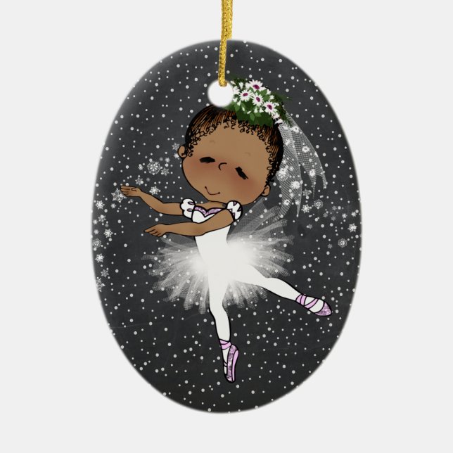 African American Ballerina Christmas Ornament (Front)
