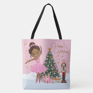 African American Ballerina Christmas Tote Bag