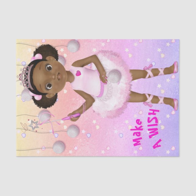 African American Ballerina Fairy Princess Tissue Paper (Front)