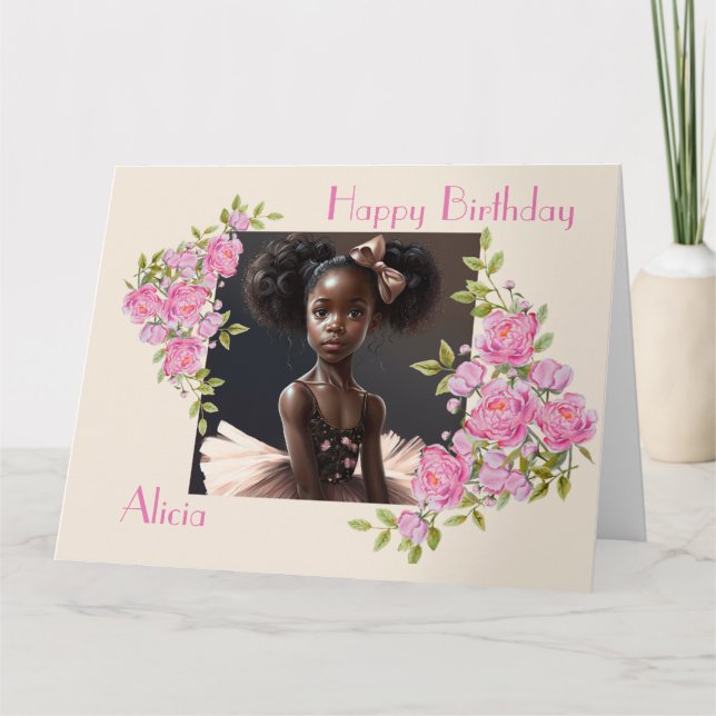 African American ballerina , girl who loves ballet Card (Front)