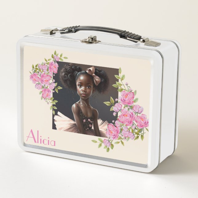 African American ballerina , girl who loves ballet Metal Lunch Box (Front)