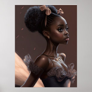 African American ballerina , girl who loves ballet Poster