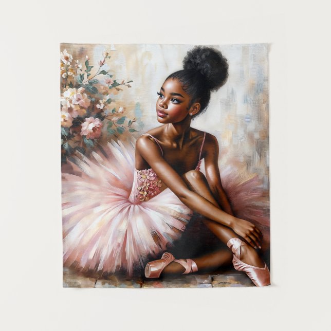 African American Ballerina in Pink Tapestry (Front)