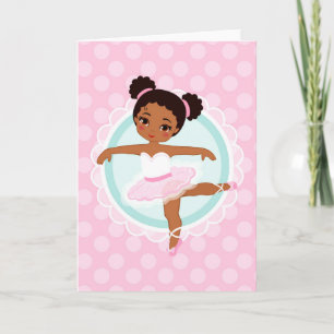African American Ballerina - Pink Ballet Dancer Card