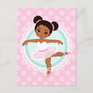 African American Ballerina - Pink Ballet Dancer Postcard