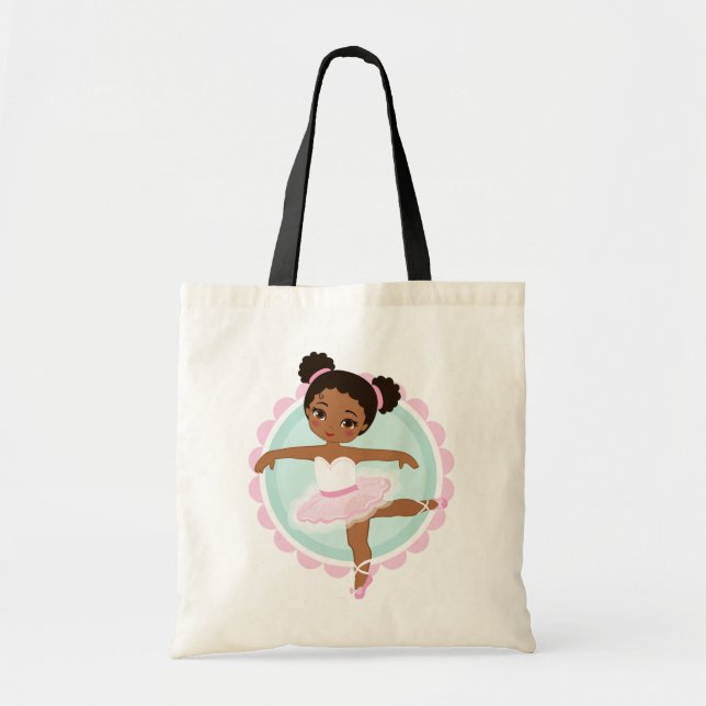African American Ballerina - Pink Ballet Dancer Tote Bag (Front)