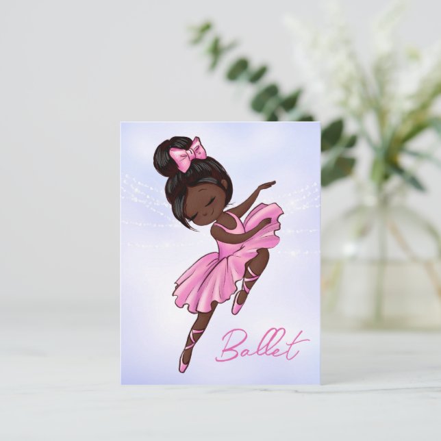 African American Ballerina Pink, Purple Ballet Postcard (Standing Front)