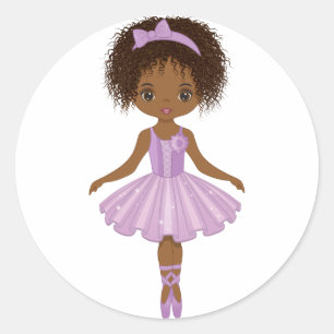African American Ballerina Round Sticker