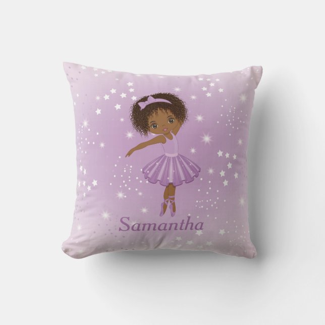 African American Ballerina Throw Pillow (Front)