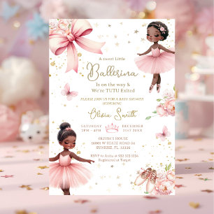 African American Ballerina TuTu Baby Shower  Invitation