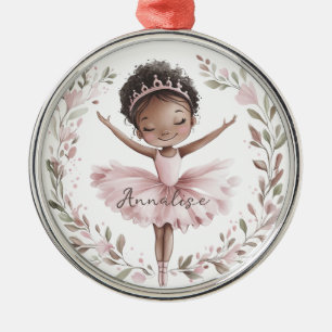 African American Ballet Dancer Metal Ornament