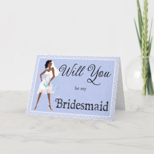 African American Be My Bridesmaid Bridal Accessory Invitation