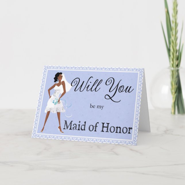 African American Be My Maid of Honour Invitation (Front)