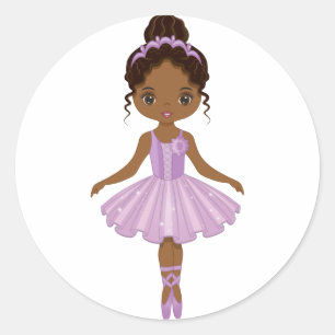 African American Beautiful Ballerina Round Sticker