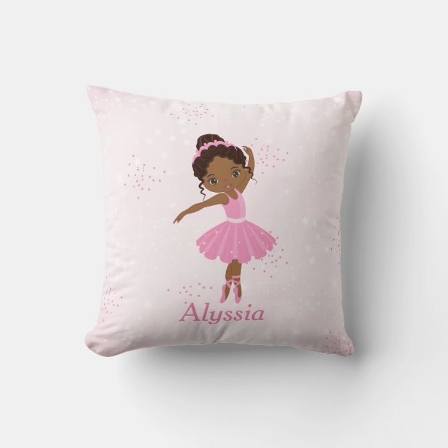 African American Beautiful Ballerina Throw Pillow (Front)
