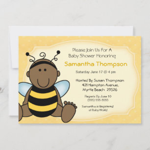 African American Bee Baby Shower Invitation