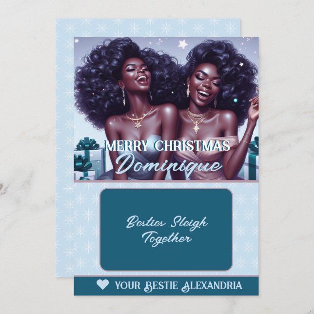 African American BFF Christmas Gift Card Holder (Front/Back)