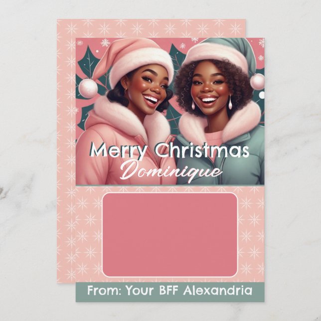 African American BFF Christmas Gift Card Holder (Front/Back)