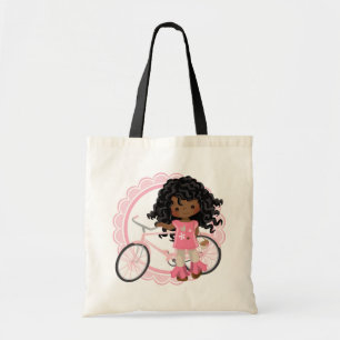 African American Bicycle Girl - Pink White Tote Bag