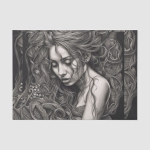 African American Black and White Woman Decoupage Tissue Paper