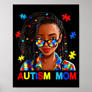 African American Black Autism Mom Afro Autism Awar Poster