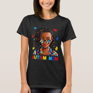 African American Black Autism Mom Afro Autism Awar T-Shirt