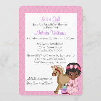 African American Black Baby Shower Invitation Girl