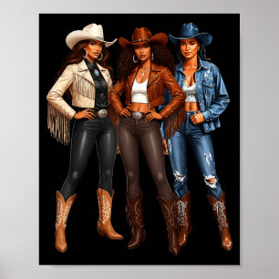 African American Black Cowgirl Western Country Tex Poster