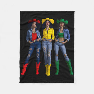 African American Black Cowgirls Western Women June Fleece Blanket