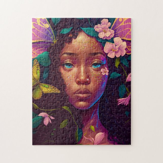 African American Black Fairy Fantasy Art Jigsaw Puzzle (Vertical)