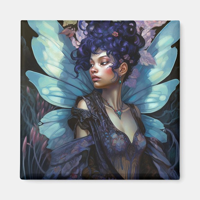 African American Black Fairy Fantasy Art Magnet (Front)