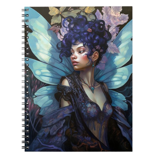 African American Black Fairy Fantasy Art Notebook (Front)