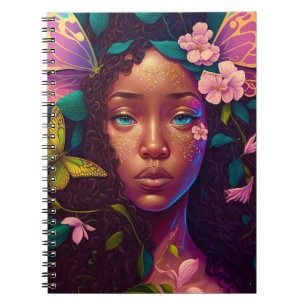 African American Black Fairy Fantasy Art Notebook
