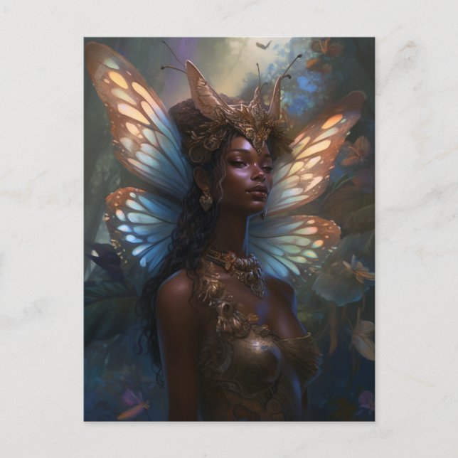 African American Black Fairy Fantasy Art Postcard (Front)