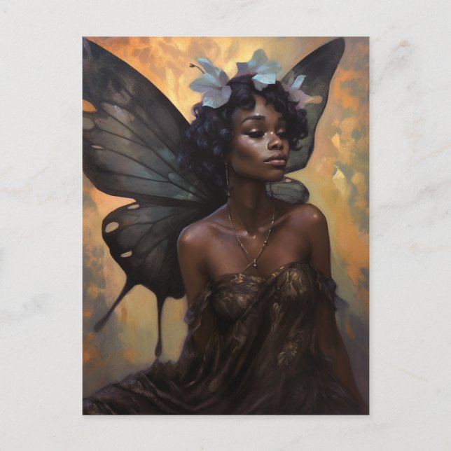 African American Black Fairy Fantasy Art Postcard (Front)