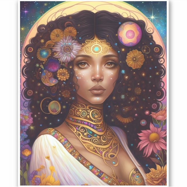 African American Black Goddess Queen Fantasy Art (Front)