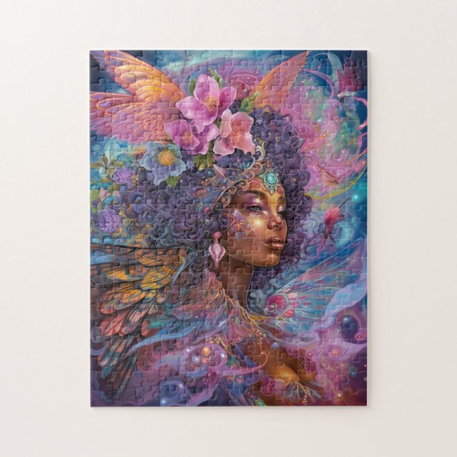 African American Black Goddess Queen Fantasy Art J Jigsaw Puzzle (Vertical)