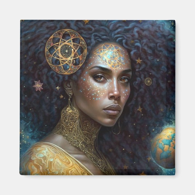 African American Black Goddess Queen Fantasy Art M Magnet (Front)