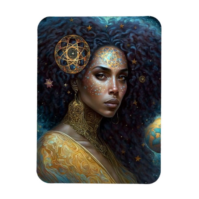 African American Black Goddess Queen Fantasy Art M Magnet (Vertical)