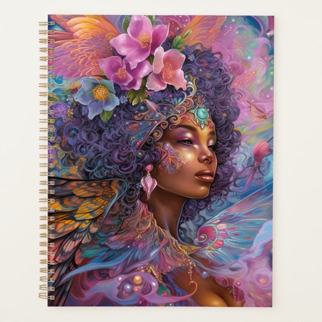 African American Black Goddess Queen Fantasy Art P Planner (Front)