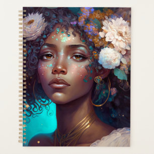 African American Black Goddess Queen Fantasy Art P Planner