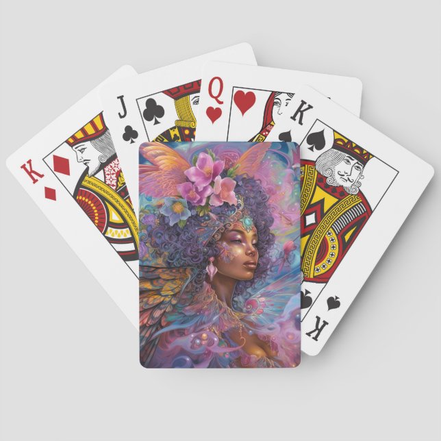 African American Black Goddess Queen Fantasy Art P Playing Cards (Back)