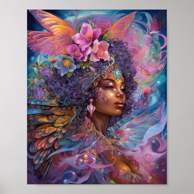 African American Black Goddess Queen Fantasy Art P Poster (Front)